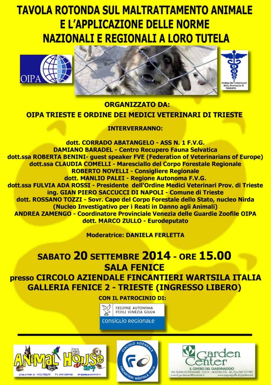 Tavolo su Maltrattamento Animale @ OIPA Italia – sezione Trieste e provincia – Delegata: Manuela Rozzo
