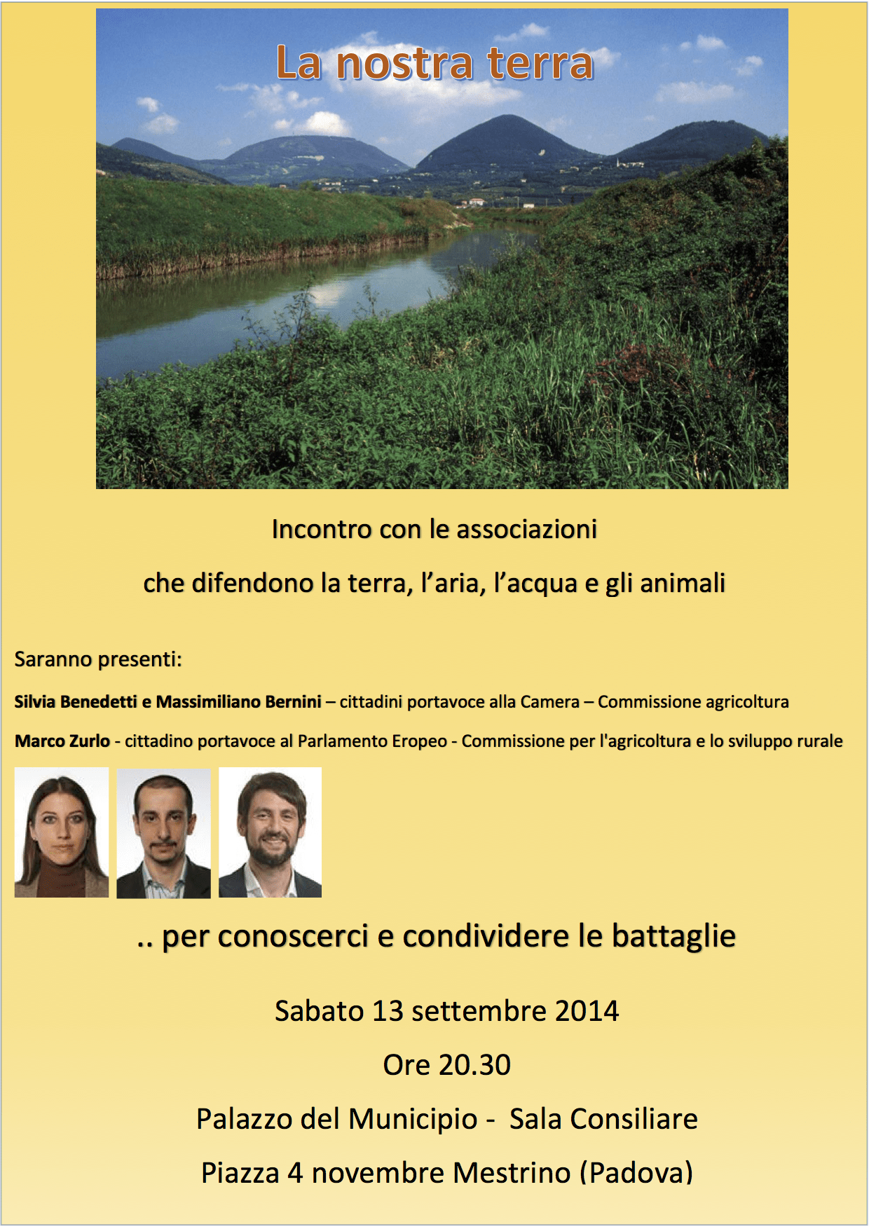 Incontro con le associazioni che difendono la terra, l'aria, l'acqua e gli animali @ Municipio del comune di Mestrino | Mestrino | Veneto | Italia