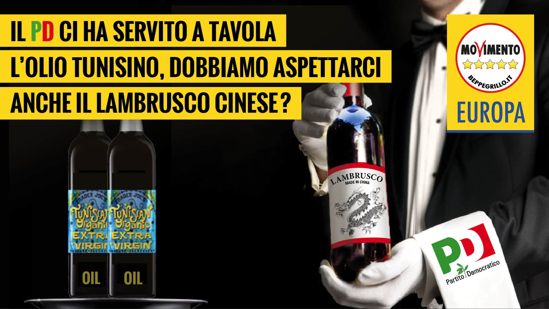 Marco Zullo M5S Europa lambrusco olio tunisino
