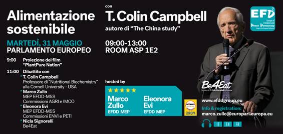 Marco Zullo M5S Europa Campbell The China Study alimentazione sostenibile ambiente salute