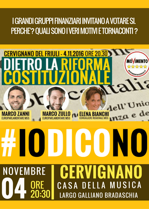 DIETRO LA RIFORMA COSTITUZIONALE - CERVIGNANO (UD) @ CASA DELLA MUSICA  | Cervignano del Friuli | Friuli-Venezia Giulia | Italia