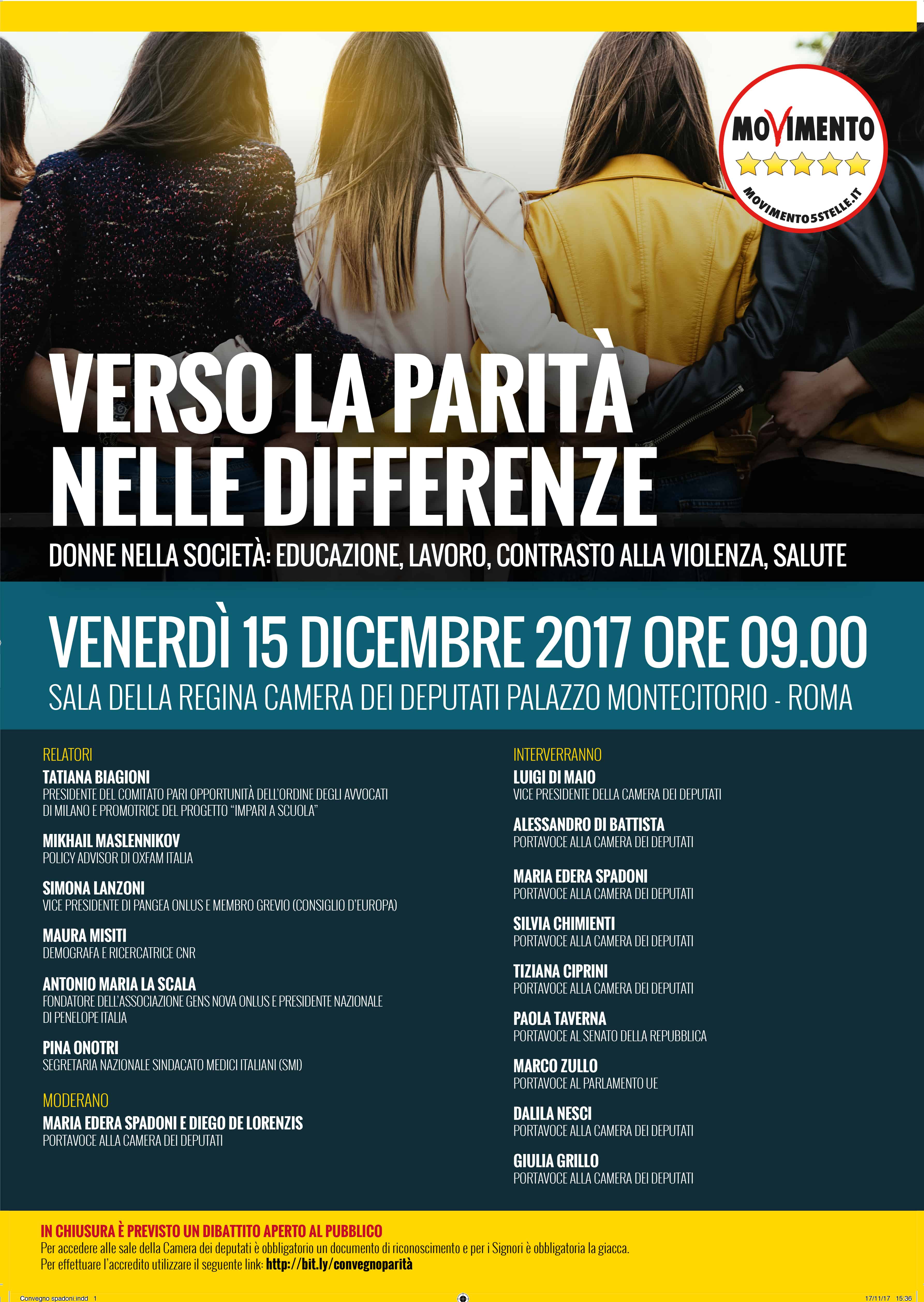 Verso la parità nelle differenze. Donne nella società: educazione, lavoro, contrasto alla violenza, salute. @ Sala della Regina di Palazzo Montecitorio | Roma | Lazio | Italia